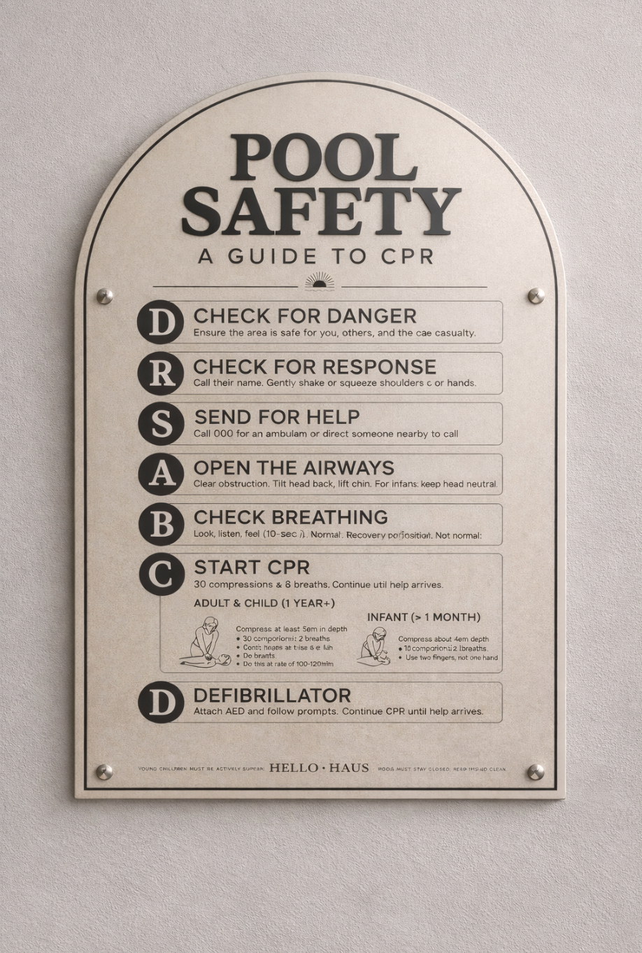 Signature CPR Pool Safety Signs