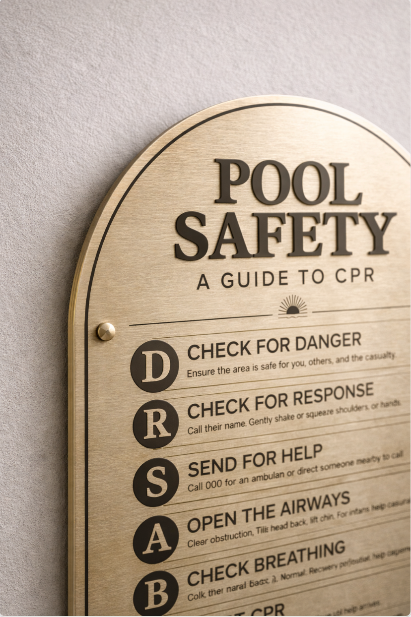 Designer Metallic Pool Rules Signs