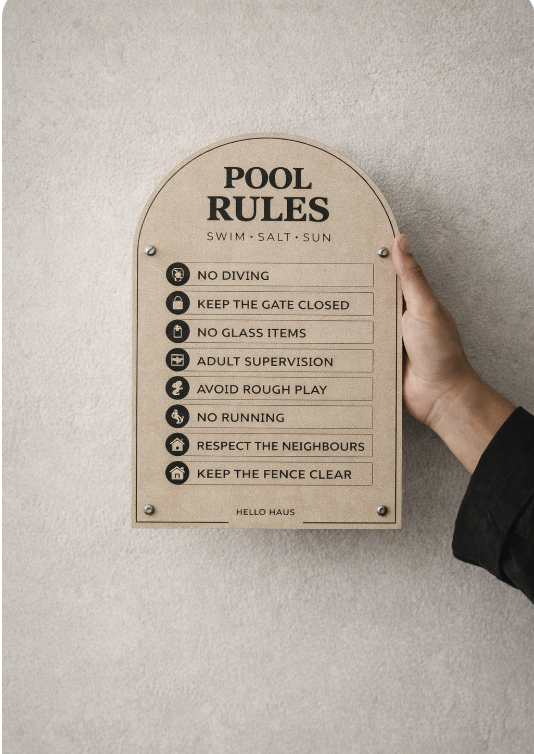 Signature Pool Safety Sign