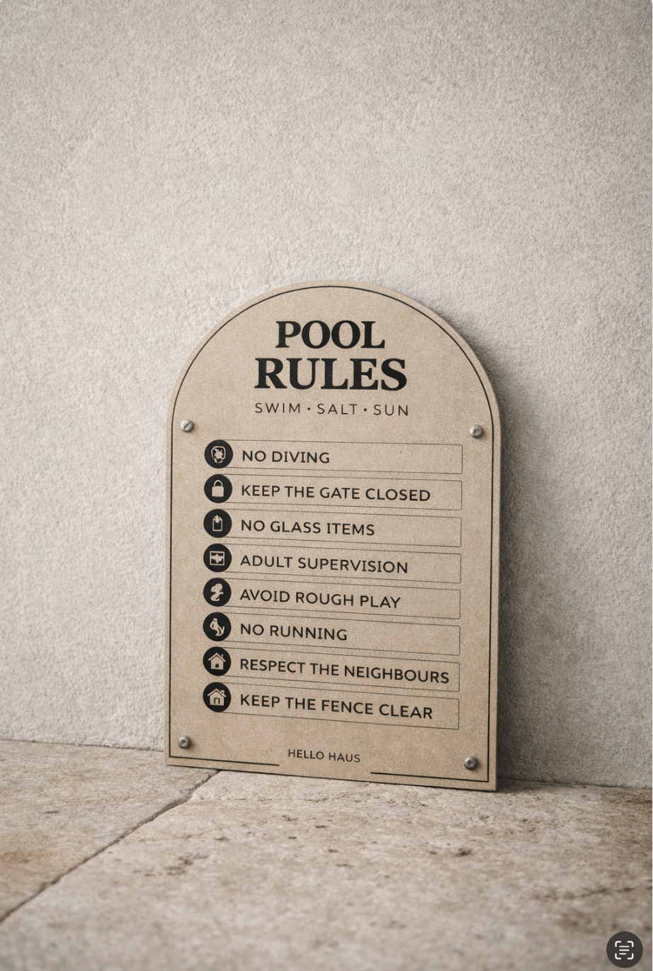 Signature Pool Safety Sign