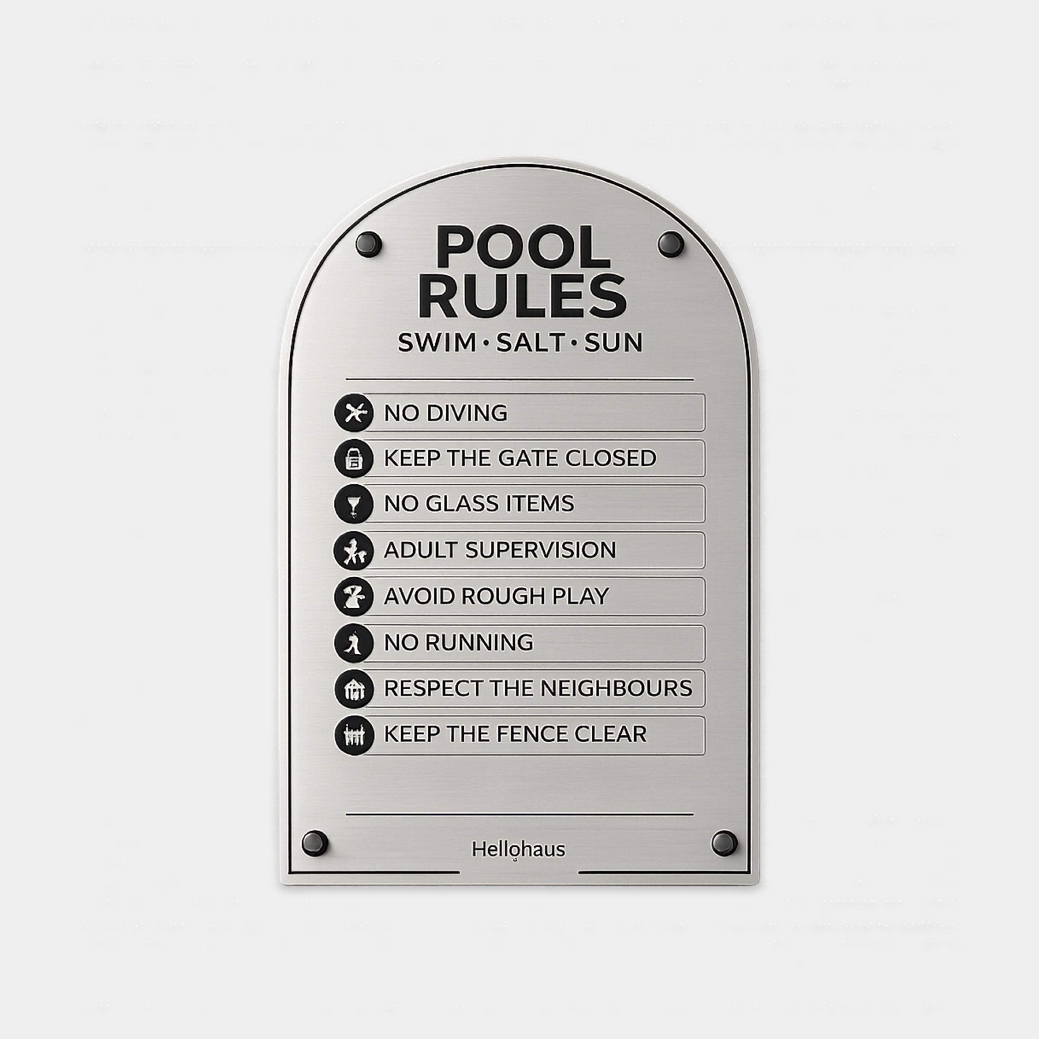Metallic Pool Rules Sign